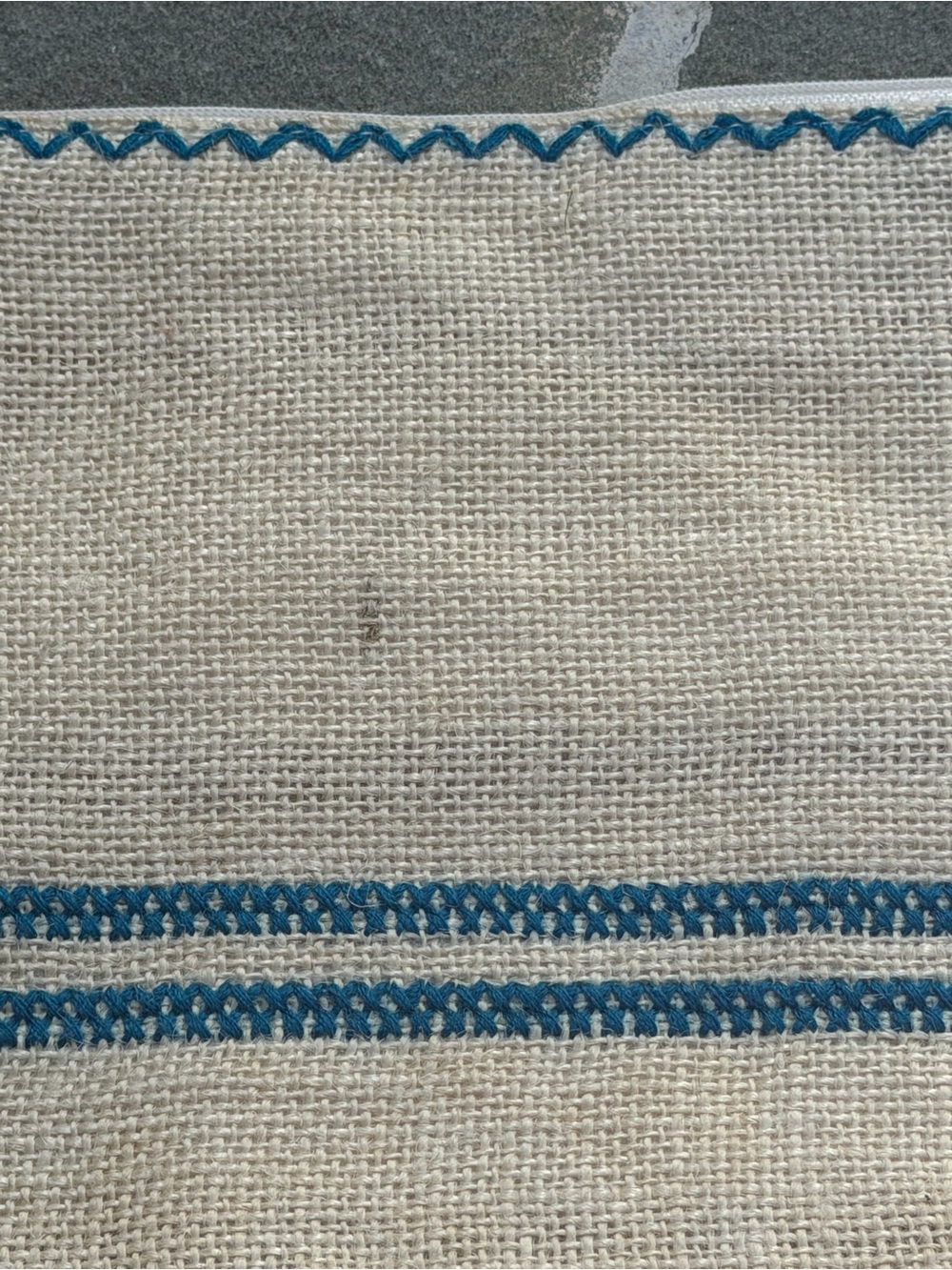 Star Mela Blue Embroidered Bird Tassel Boho Canvas Zip Bag 12" x 10" - Picture 11 of 12